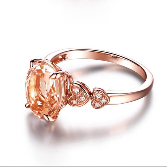 Vintage Gemstone Wedding Topaz Bague Anillo 18K Rose Gold Plated Ring, VIP288 - Picture 4 of 5